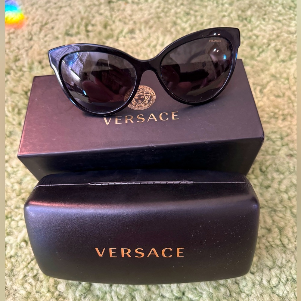 Versace polarized cat-eye steel man sunglasses